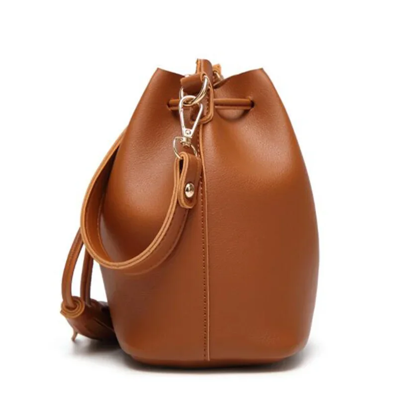 Fashion Bucket Shoulder Bags For Women Drawstring Crossbody Bag Female Messenger Bags Ladies PU Leather Handbag