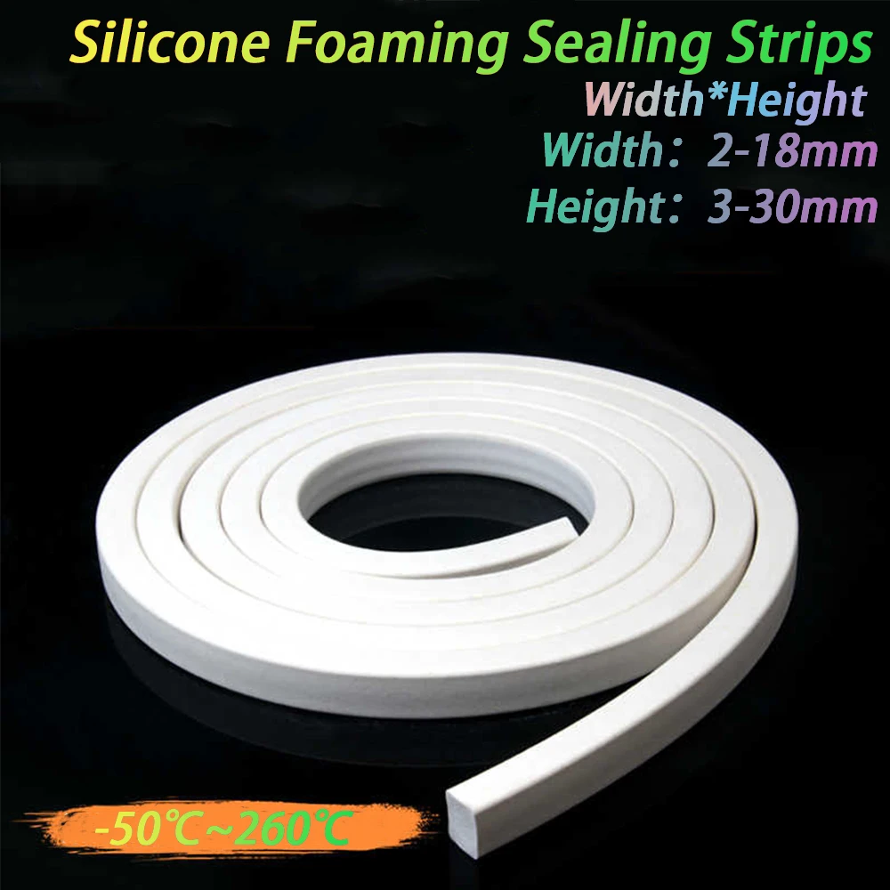 1/2/3 Meter White High Temperature Resistant Sealing Strip Silicone Foam Square Strip Square Strip Silicone Foamed Rubber