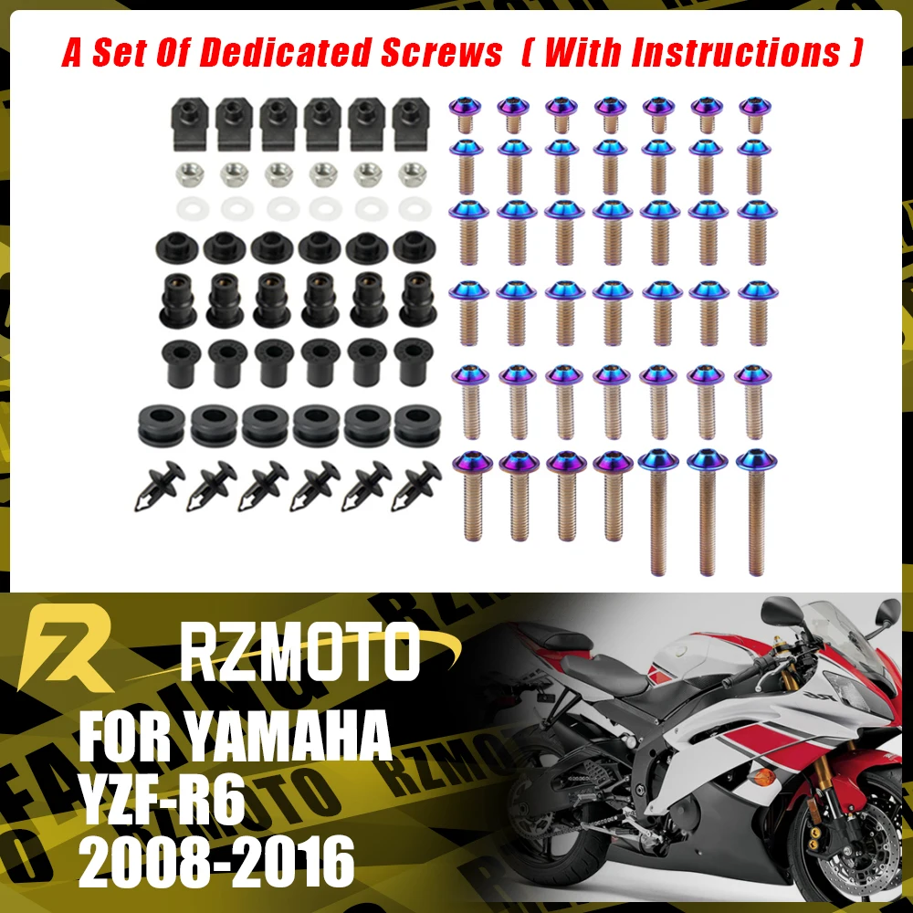 

Motorcycle Stainless Complete Bodywork Fairing Bolt Kit Screws Clip For YAMAHA YZF-R6 2008-2016 2009 2010 2011 2012 2013 2014