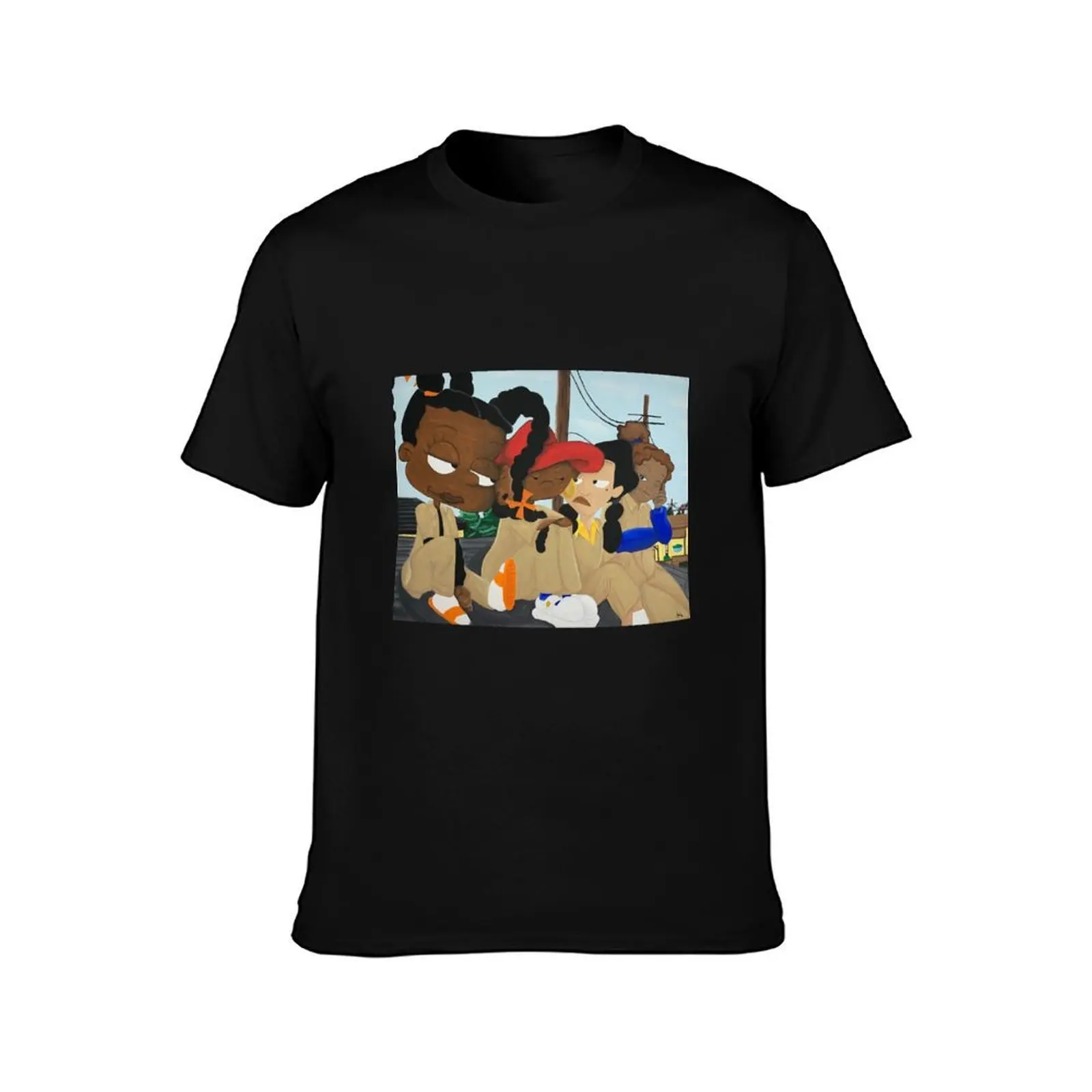 Cartoon “Set It Off” Throwback T-Shirt, Summer Casual Cotton Tee, Oversized Streetwear Tops, Vintage Graphic Print, 100% Cotton