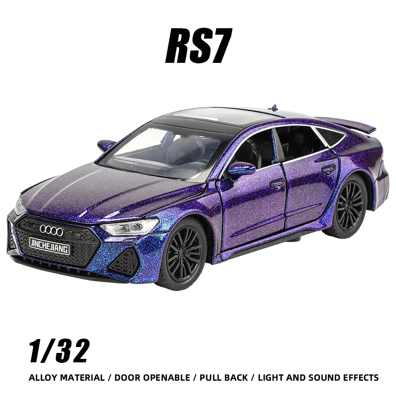 1:32 AU RS7 DI Saloon Car Metal Toy Boys Diecast Alloy Hot Wheels Model Sound Light Collect  One Piece Vehicle Fast Furious Gift