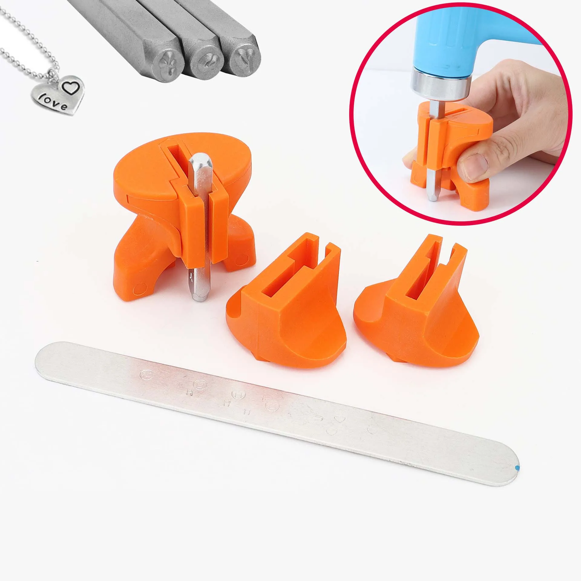 3Pcs Handheld Rubber Letter Stamp Clamping Fixture Portable Stamp Holder For Jewelry Engraving DIY Craft Processing Tools