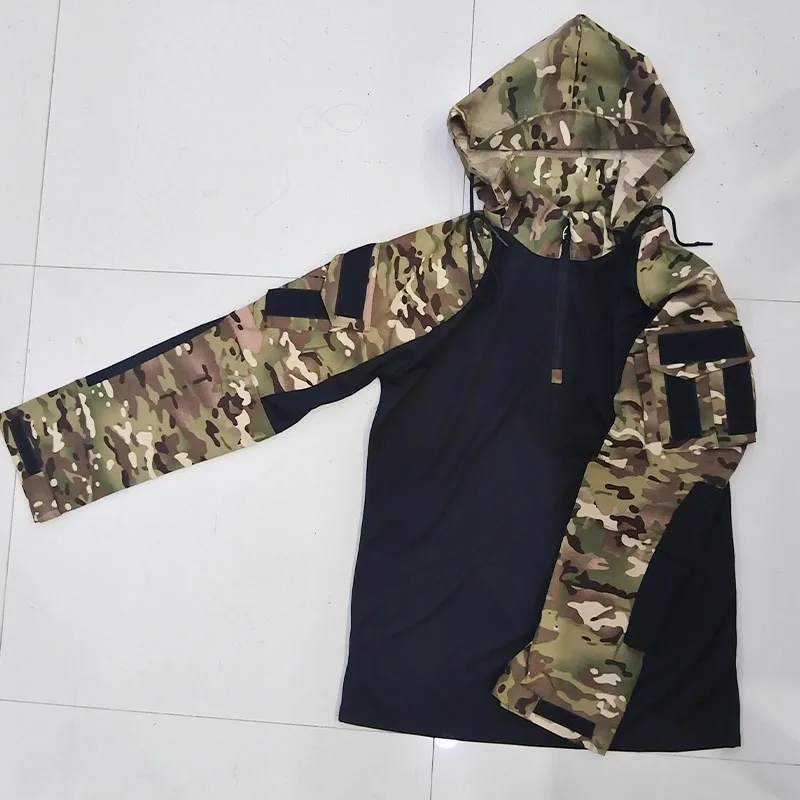 Nowe Koszulki Wojskowe Taktyczne Koszulki z Długim Rękawem T-shirt Moro Paintball Bluzy z Kapturem Szybkoschnące Kurtki Męskie Miękkie Oddychające Odporne na Zużycie