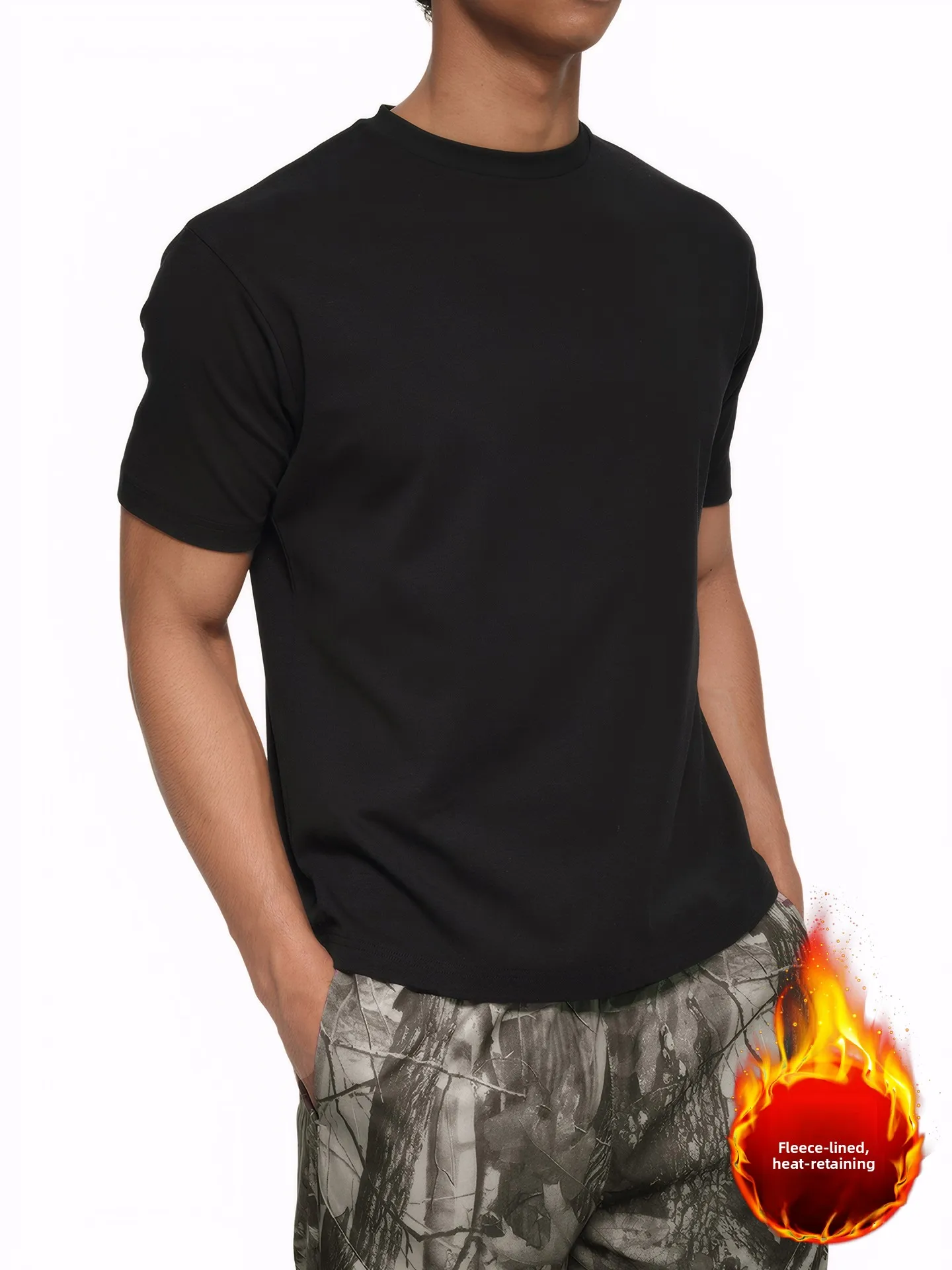 Camiseta de hombre con forro Fce Thiened ort Sve, capa base redonda Ne, Fitn f Sve, almacenamiento de calor superior, correr de verano