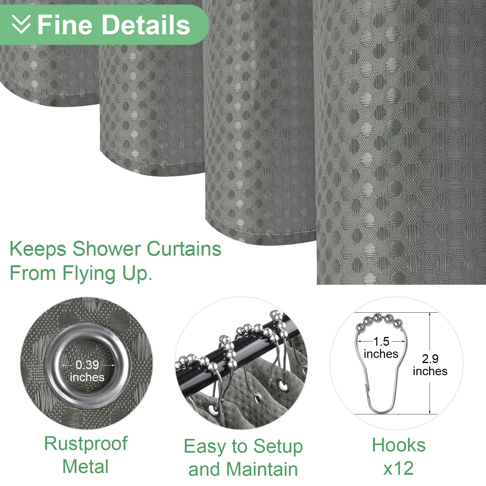 ワッフルシャワーカーテン 180x180cm 防水ポリエステ - Shower Curtain Liner のレビューと価格
