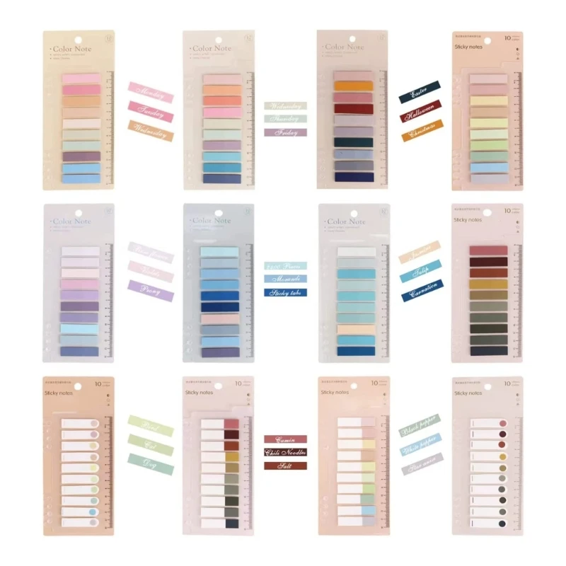 1600 2400Pcs Writable Morandi Sticky Tabs Repositionable Color Page Marker