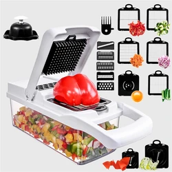 1 Set, 15in1, Vegetable Chopper, Multifunctional Fruit Slicer, Handle Food Grater,Cutter With Draining Basket