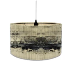 European Bamboo Lampshade Marble Printed Pendant Lamp Lampshade E27 for Home Living Room Decoration