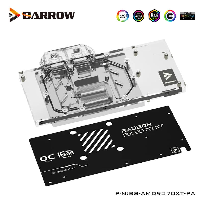 Barrow GPU Waterblok Voor ASROCK Radeon RX 9070XT Taichi 16GB OC Grafische Kaart Koeler, BS-AMD9070XT-PA