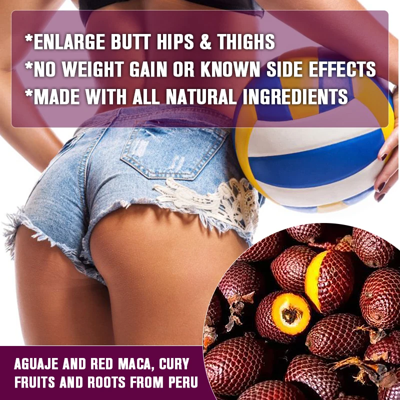 Natural Plant Organic Aguaje with Red Maca Root Extract Supports Buttocks & Immune Health, Full & Firming Buttocks Vegan