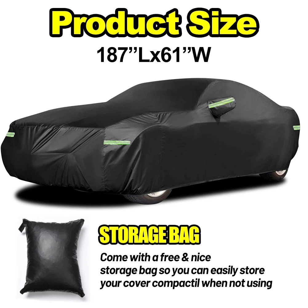 Full Car Cover for Ford Mustang Dust Rain Snow All Weather Protection Water Resistant Dustproof Scratch Resistant Black