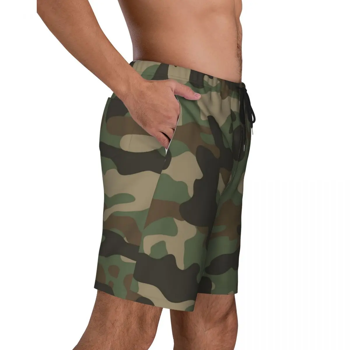 Men Board Shorts Green Camo Army Stylish Swim Trunks Camouflage Comfortable Running Surf Hot Sale Large Size Board Short Pants