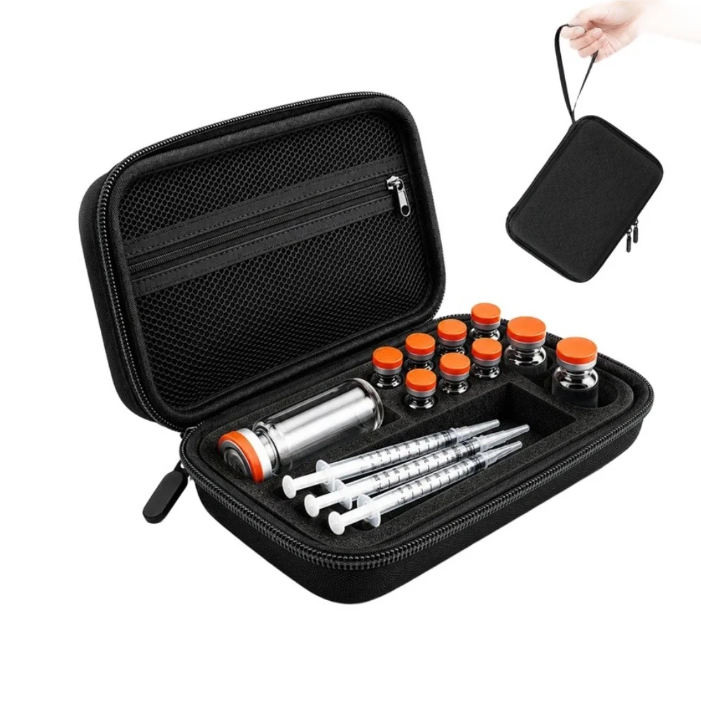 Secure EVA Carrying Case For Peptide Therapy Insulin Vials Syringes Compact Fridge Travel Protection Box With Foam