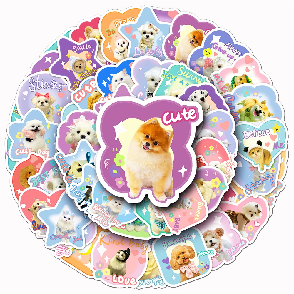 10/30/60pcs Cute Pet Animal Cat Dog Graffiti Stickers Decals DIY Laptop Suitcase Phone Scrapbook Decoration Sticker Kids Toys