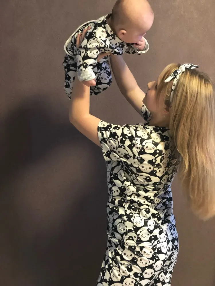 Family Matching Clothes Outfit Set Women Mother Daughter Son Baby Kids Panda Pajamas Sleepwear Pyjamas Cute Sweet Nightwear