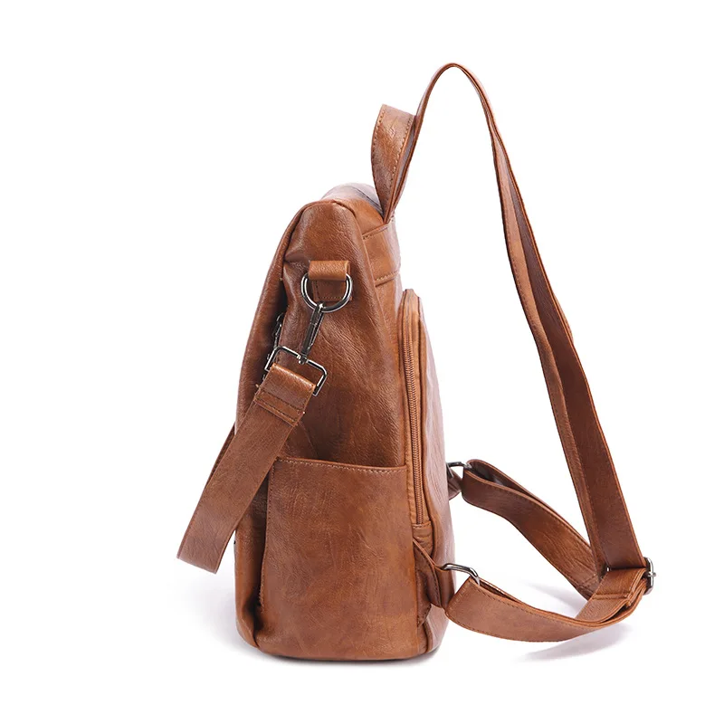 Vintage Vegetable Tanned Leather Bag Women' Backpack Multifunctional Leather Backpack Outdoor Shopping Leisure Fashion Schoolbag