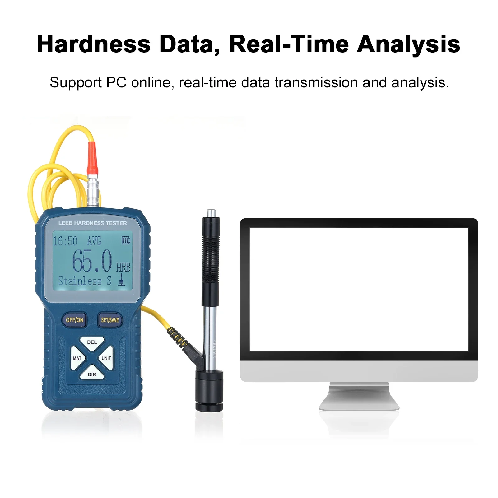 High Precision Leeb Hardness Tester Metals Hardness Test Kit Portable Digital Durometer 360° HLD HB Testing D Type Impact Device