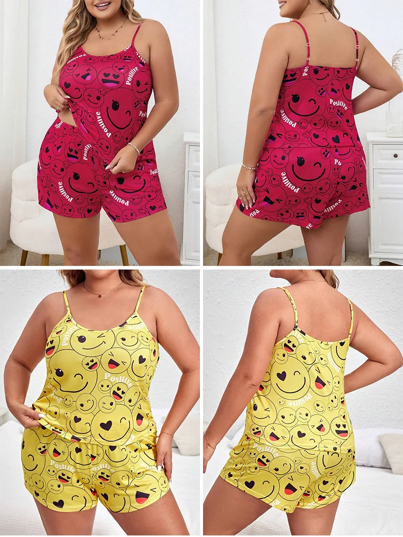 Große Größe Sommer Pyjamas Plus Größe Frauen Pyjama Set Sexy Frauen Ärmellose Nachtwäsche Frau frauen Schlaf Lounge Unterwäsche – Detail 2