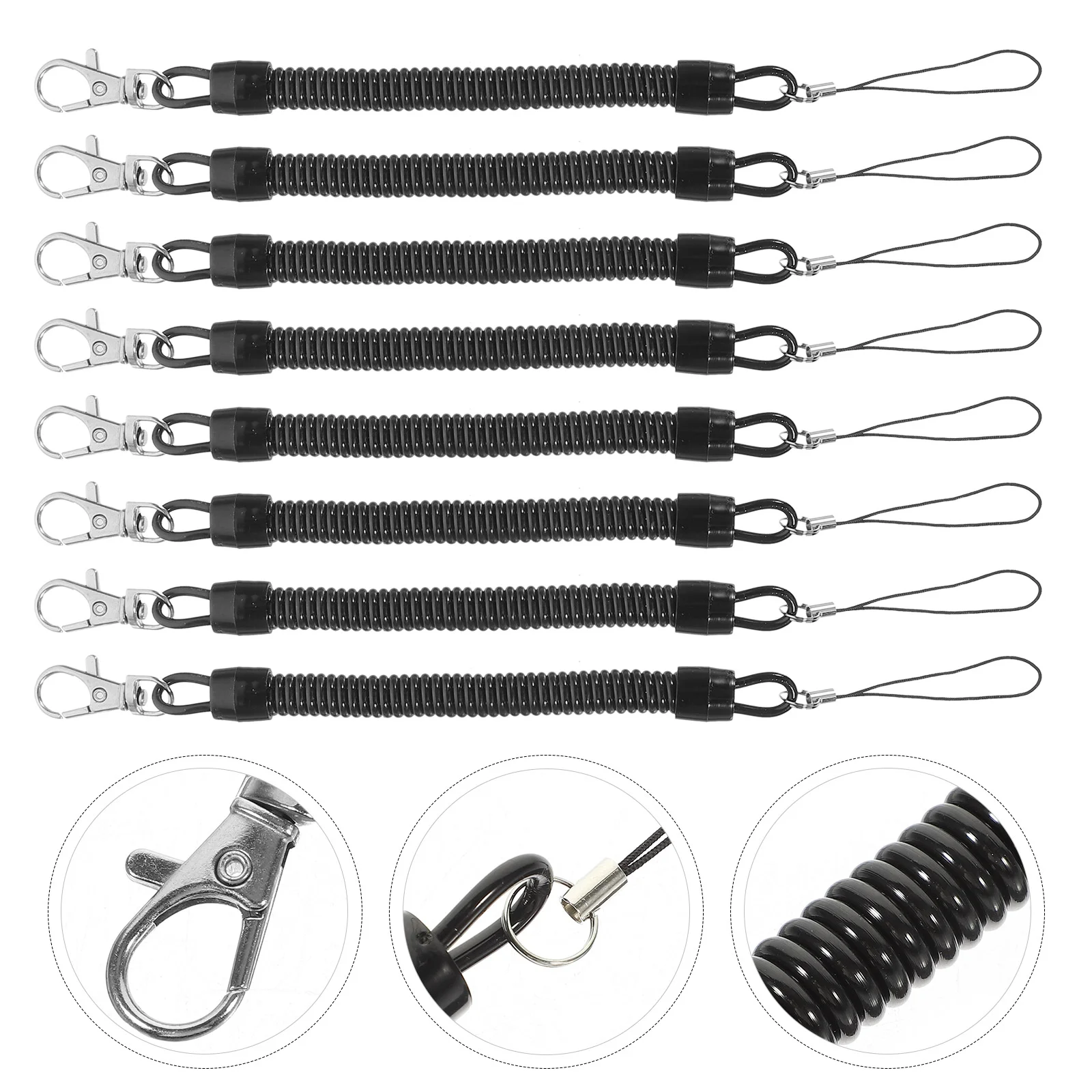 

8 Pcs Sprung Cord Lanyard -lost Keychain Pendant Buckle (8pcs) Retractable Spring Portable Coil Elastic