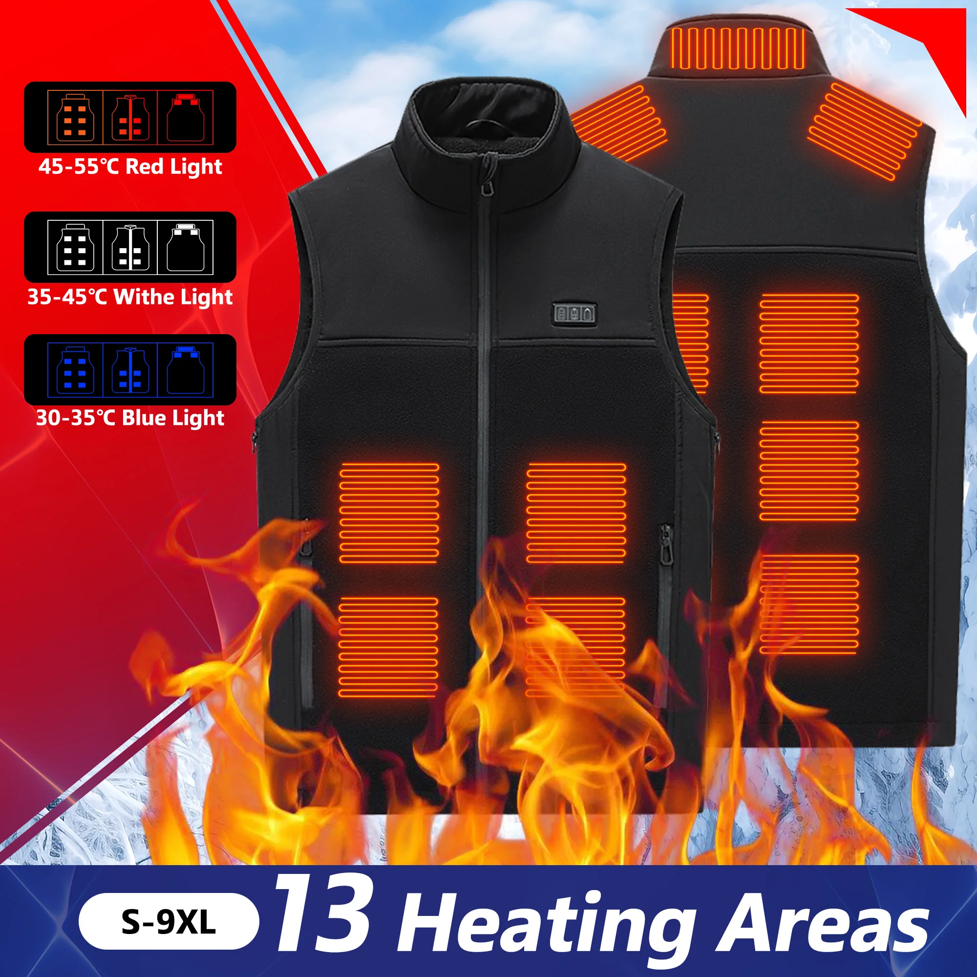 13 Areas Usb Heated Jacket Electric Heated Vest Heating Vest Heated Bodywarmer Usb Inner Heat Vest Winter Sports Hiking