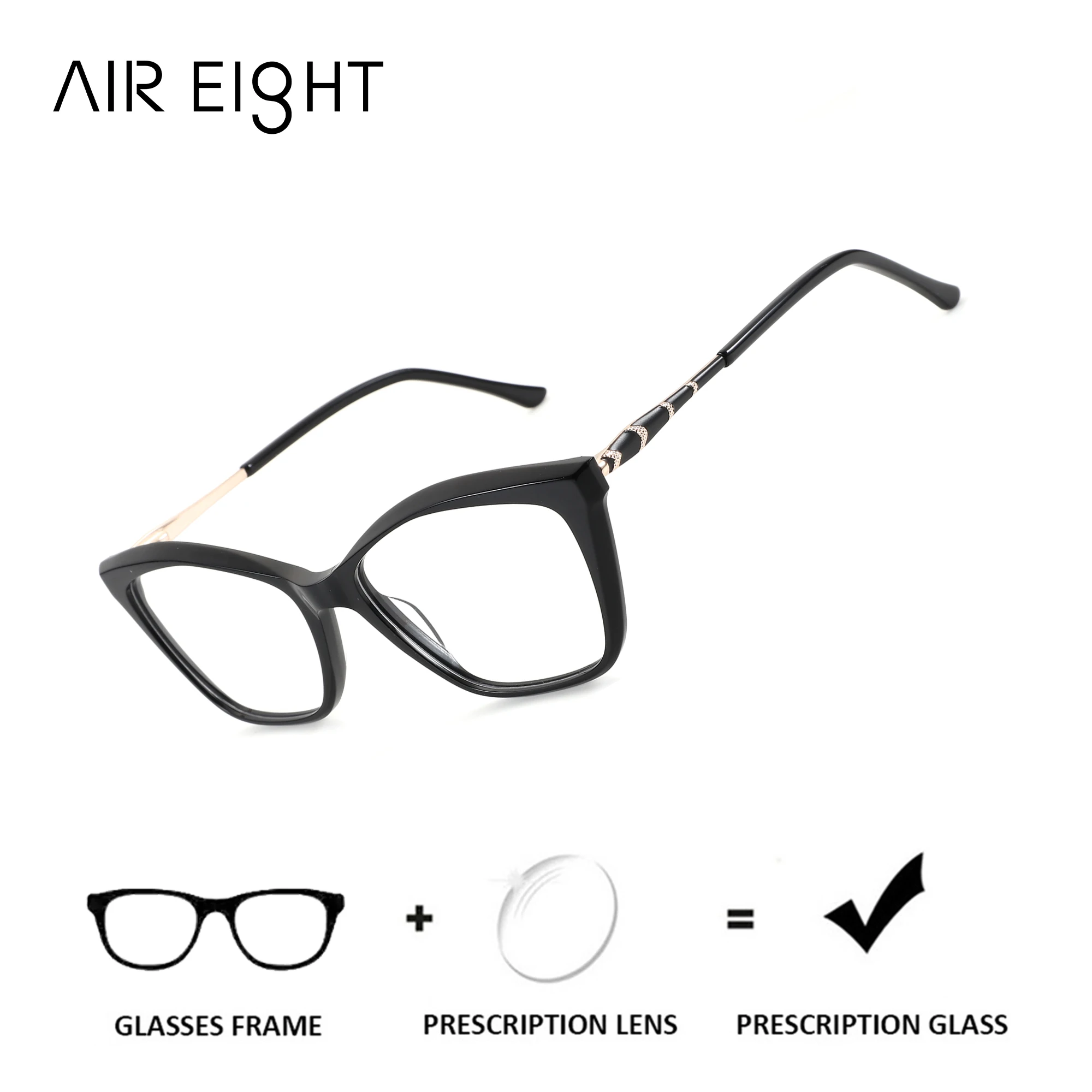 AIREIGHT (taille M) Lunettes papillon en acétate avec prescription médicale, lunettes optiques progressives pour femme, lunettes photochromiques