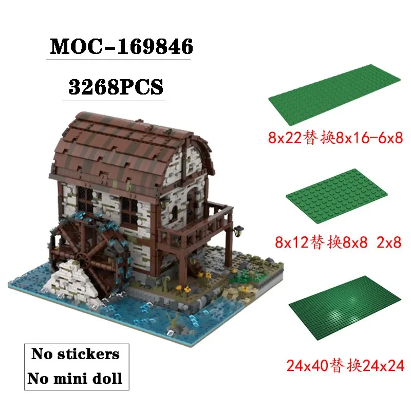 Building block MOC-169846 Medieval Mill Water Wheel Building 3268PCS Adult Children Puzzle Education Birthday Christmas Toy Gift