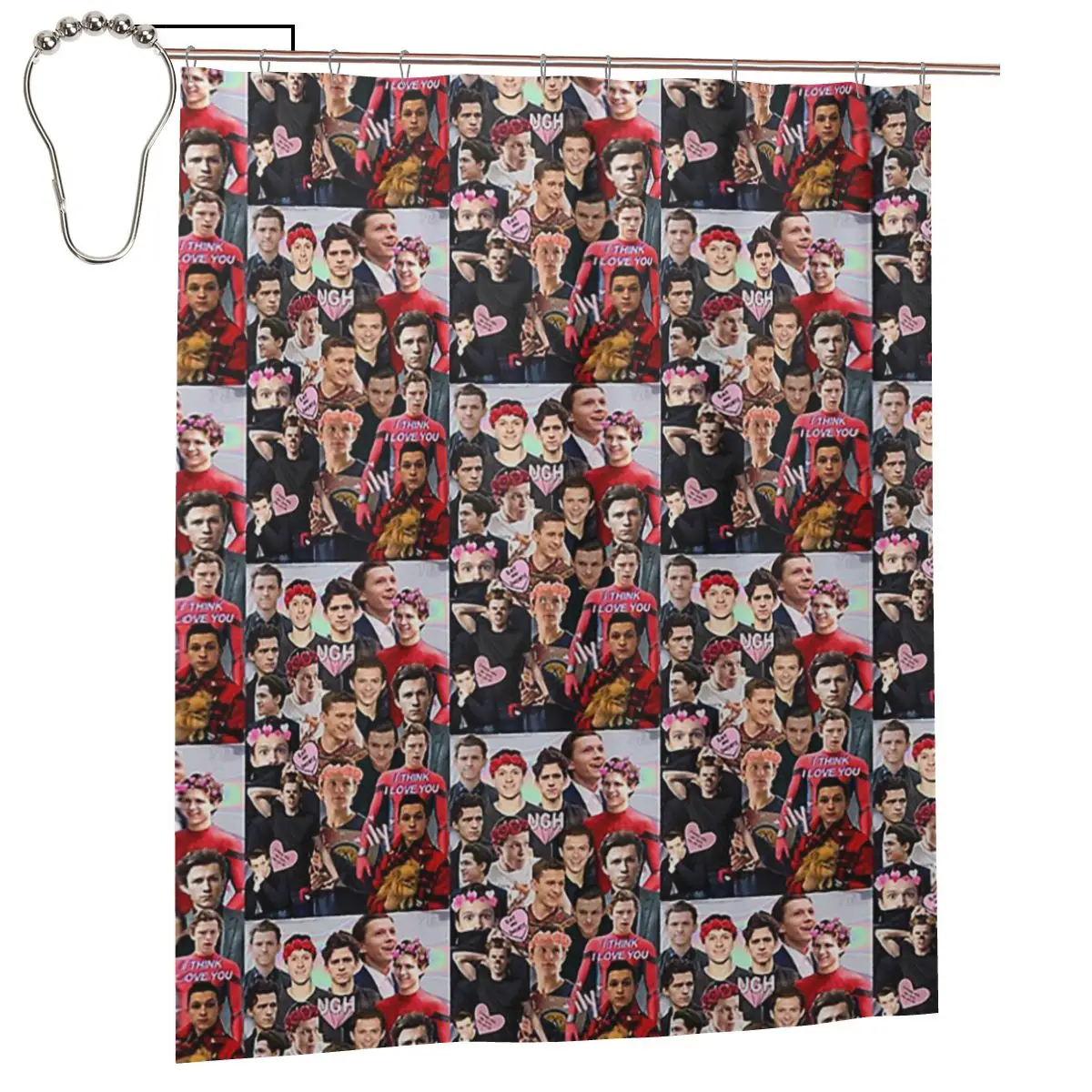 

Занавеска для душа с коллажем Тома Холланда, полиэстеровая, водонепроницаемая, с крючками
