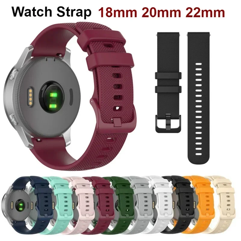 

18MM 20MM 22MM Silicone Wrist Watch Strap for Garmin Vivoactive 4 4S 3 Replacement Watch Band for Forerunner 245 645 Straps