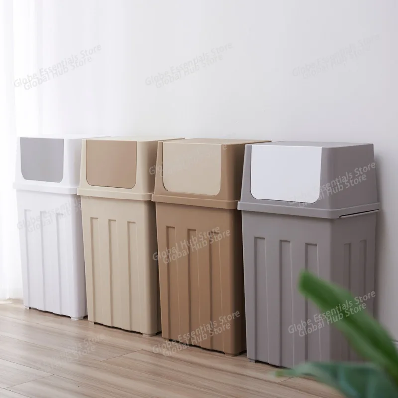 Nordic Creative Large Capacity Garbage Bin Office Trash Kitchen Living Room Hotel Large Capacity Covered Garbage Container 30L