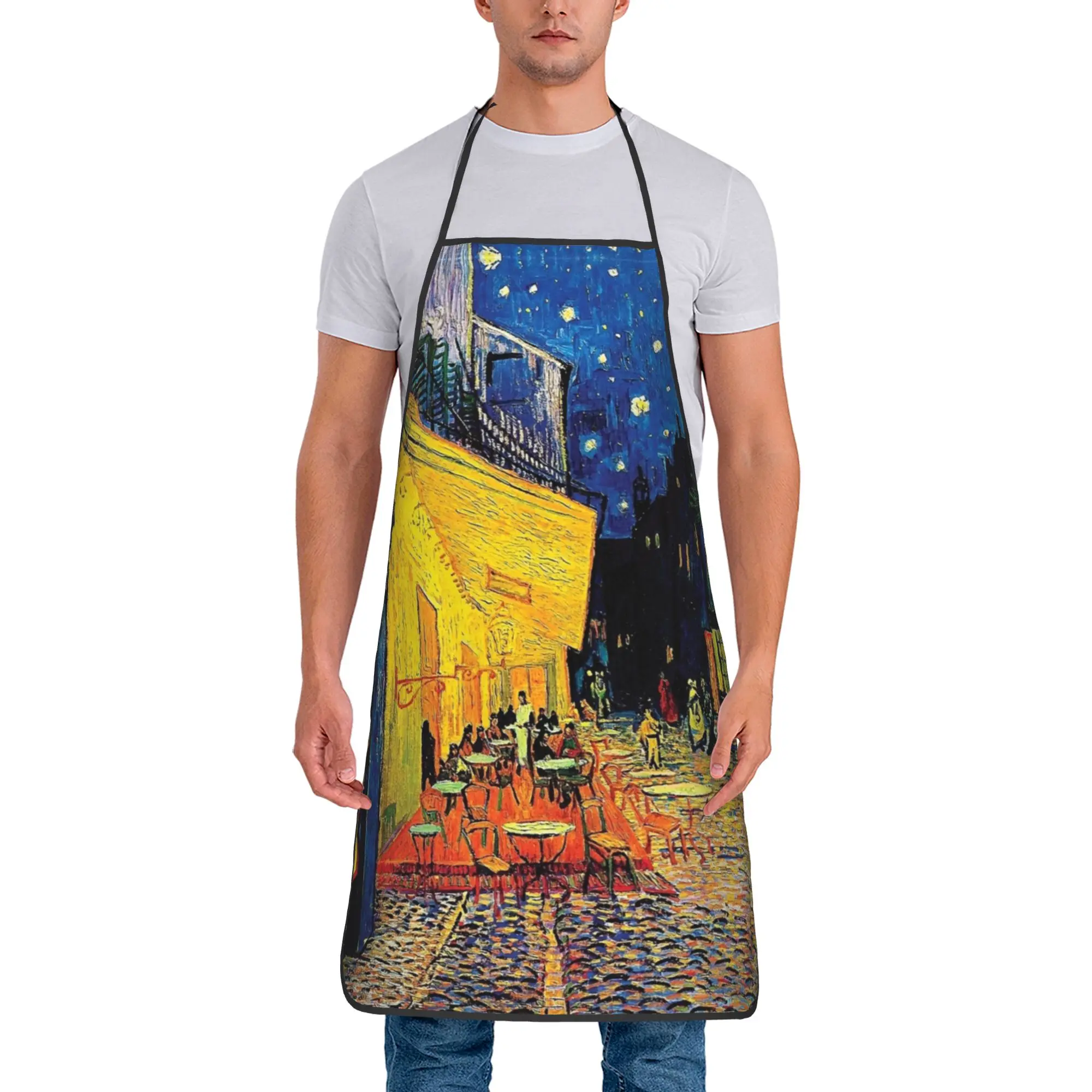 Vincent Van Gogh Cafe Terrace at Night Apron  Barber Restraunt Kitchen Accessories Cleaning Fashionable Aprons without Pocket