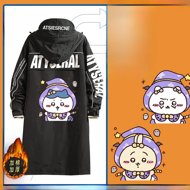 

loween Themed Men's And Women's Long Coat Uachi Small Eight Flng Mouse Design Polyester Fiber Casual Windbreaker