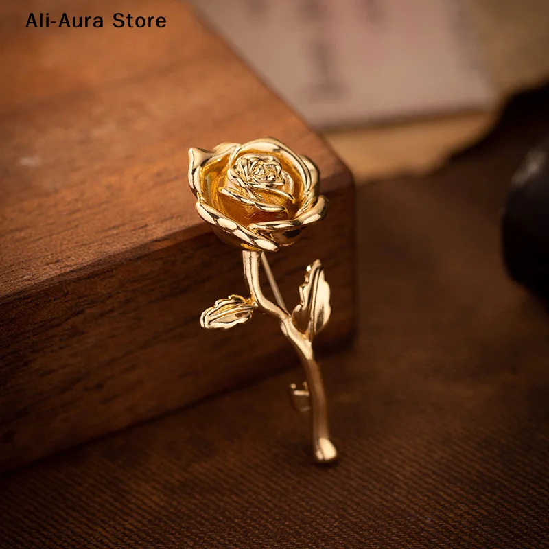 Men'S Accessories High End - 1Pcs Luxury High-End Gold-Tone Rose Flower