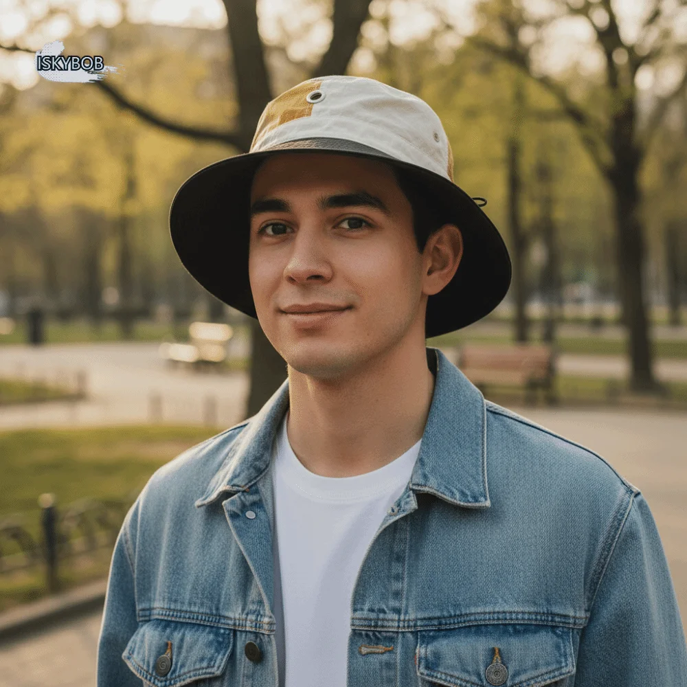 

Casual Breathable Quick-Dry Bucket Hat Folding Patchwork Fisherman Hat Anti-UV Light Thin Sun Protection Cap Summer
