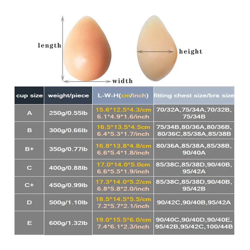 Bionic Silicone Breast Forms For Mastectomy Women Fake Breast Body Balance Artificial Boobs Big Chest Water Drop Type