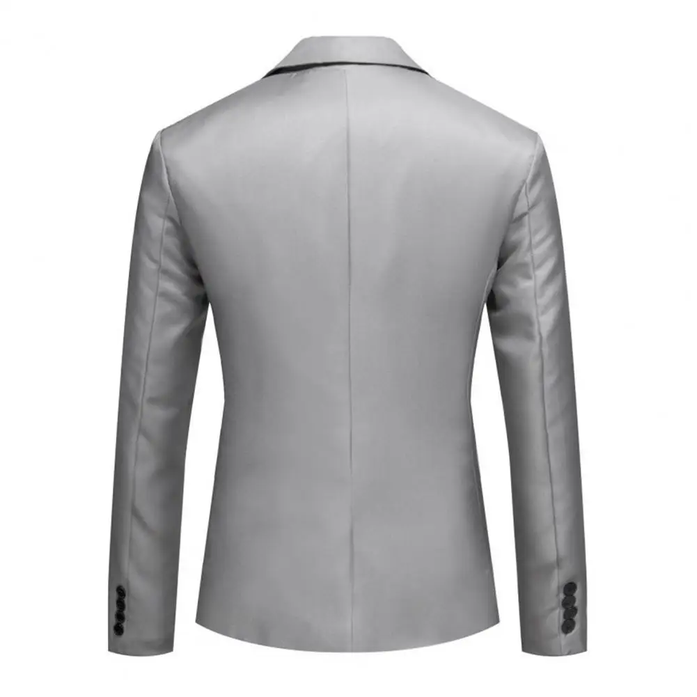 Single Button Suit Jacket Elegant Men's Spring Autumn Suit Coat with Lapel Design Flap Pockets Single Button Formal for Gown