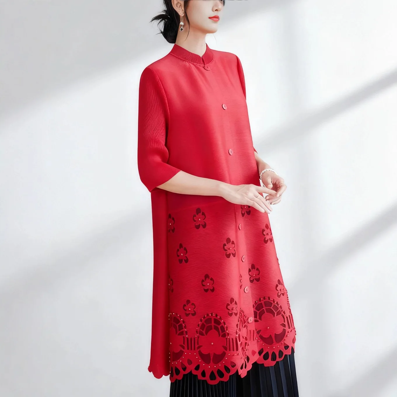 

Miyake Pleated 2025 Spring and Autumn Retro Dress Women's Autumn Senior Sense Pleated Large Size Women's Loose Show Skirt