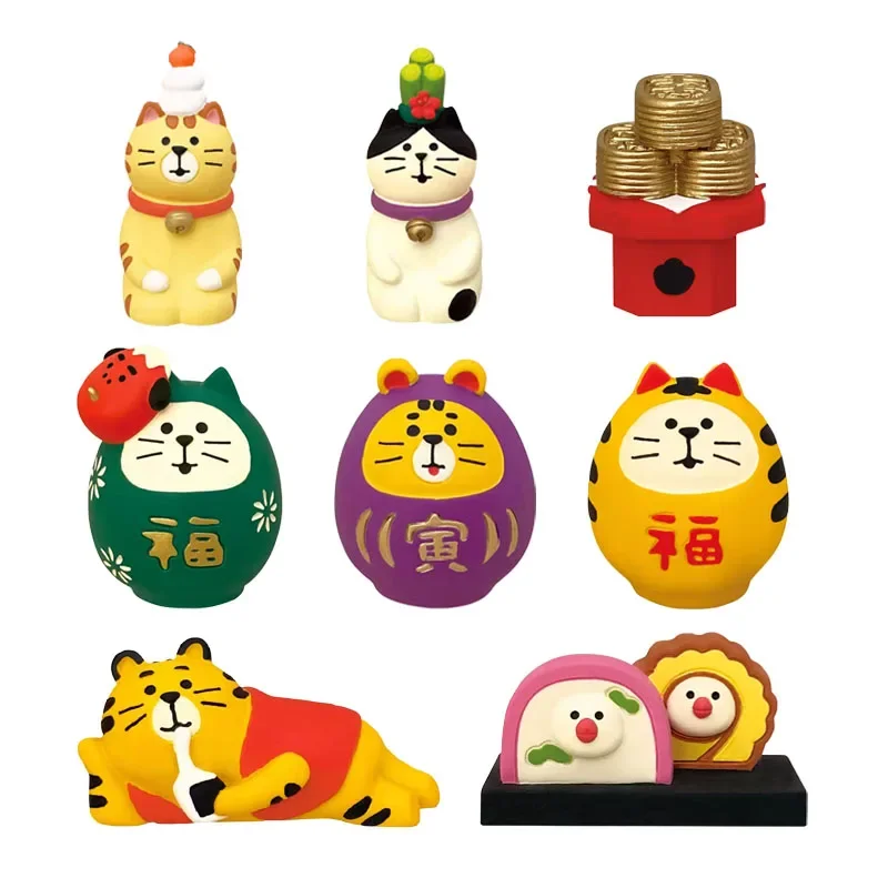 The Year of Tiger New Cat Lying Tiger Miniature Action Figures Photography Prop Car Interior Desktop Resin Ornament Accessorie