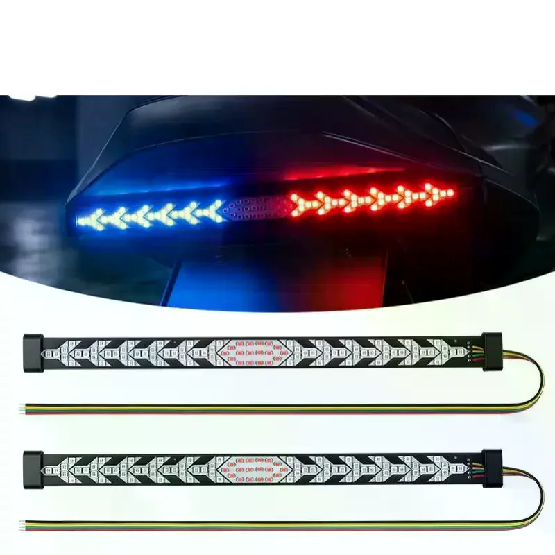 Motorcycle Strip Turn Signal Lamp Flowing Dynamic Warning Brake Reverse Tail Light Truck LED Tailgate Light Arrow LED Strip