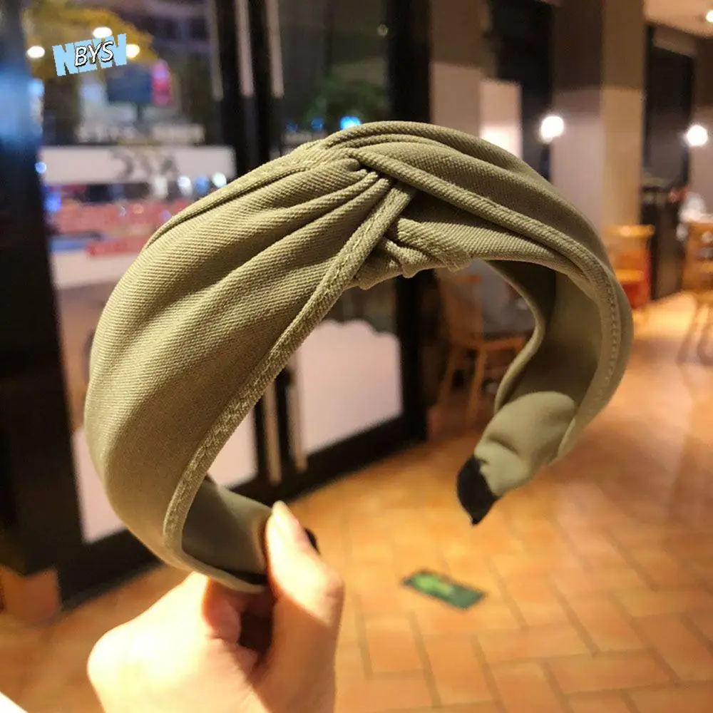 

Women Wide Print Knot Plain Hair Hoop Headband Cross Hair Bands