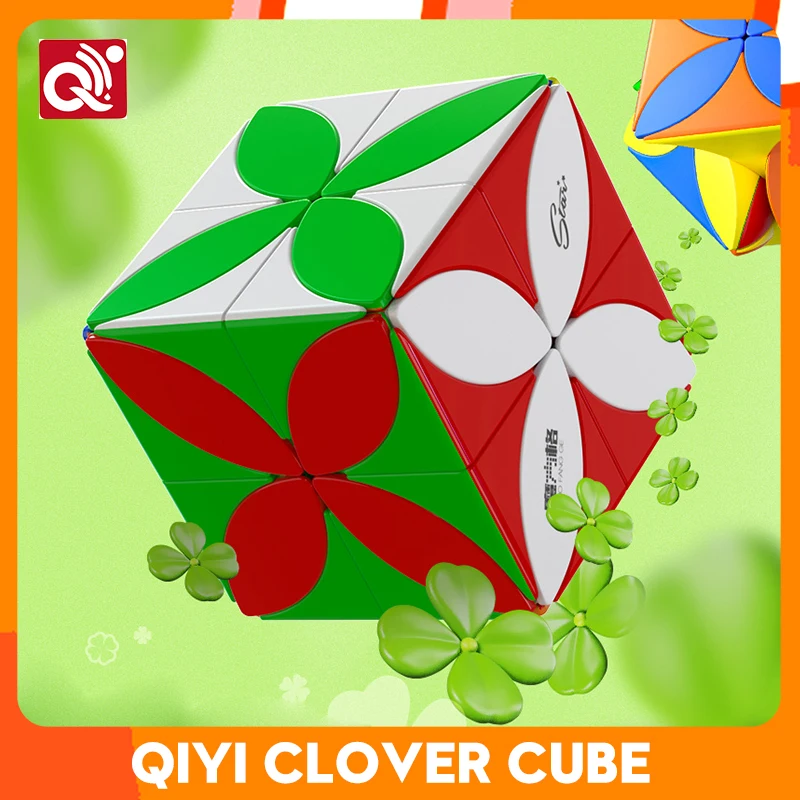 [CubeFun] QiYi Clover Cube Four Leaf Magic Cube รูปร่างแปลกปริศนาความเร็วสติกเกอร์ Professional การศึกษาของเล่นเกมของขวัญ