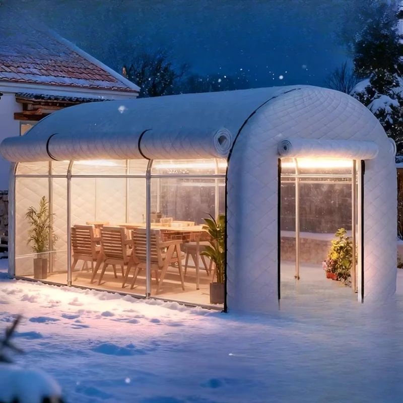 Gewächshaus für den Außenbereich, Blumenhaus, kleiner Blumenschuppen, Gewächshausgestell, ländlicher Wintersonnenschutz, isolierter Pflanzenschuppen