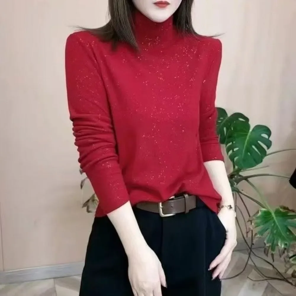 New Plus Size Autumn Winter Long Sleeve T Shirt for Women a Versatile Loose Fit Layering Top and Fashion Mom Tee