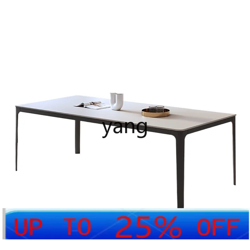 

LTT minimalist light luxury dining table rock slab aluminum alloy frame modern simple dining table and chair combination