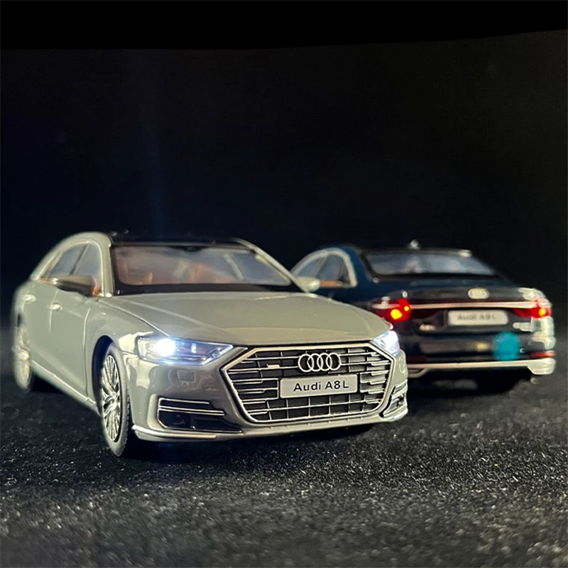 New 1:32 AUDI A8 Alloy Car Model Diecasts Metal Toy Vehicles Car Model High Simulation Sound and Light Collection Childrens Gift