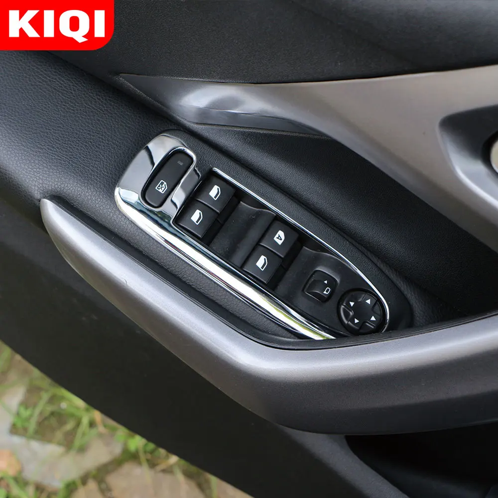 Samochód szklane okno podnośnik Panel do montażu pokrywa naklejki wykończeniowe nadające się do Peugeot 2008 2014 2015 2016 2017 2018 2019 akcesoria