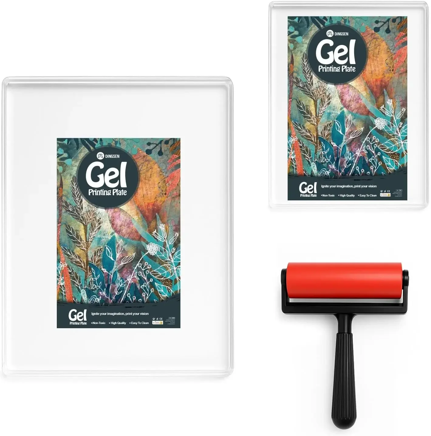 

5*7 and 8*10inch Gel Plate,Waterproof and Washable Gel Printing Plate with Press Rubber,Suitable for Card Making,Arts and Crafts