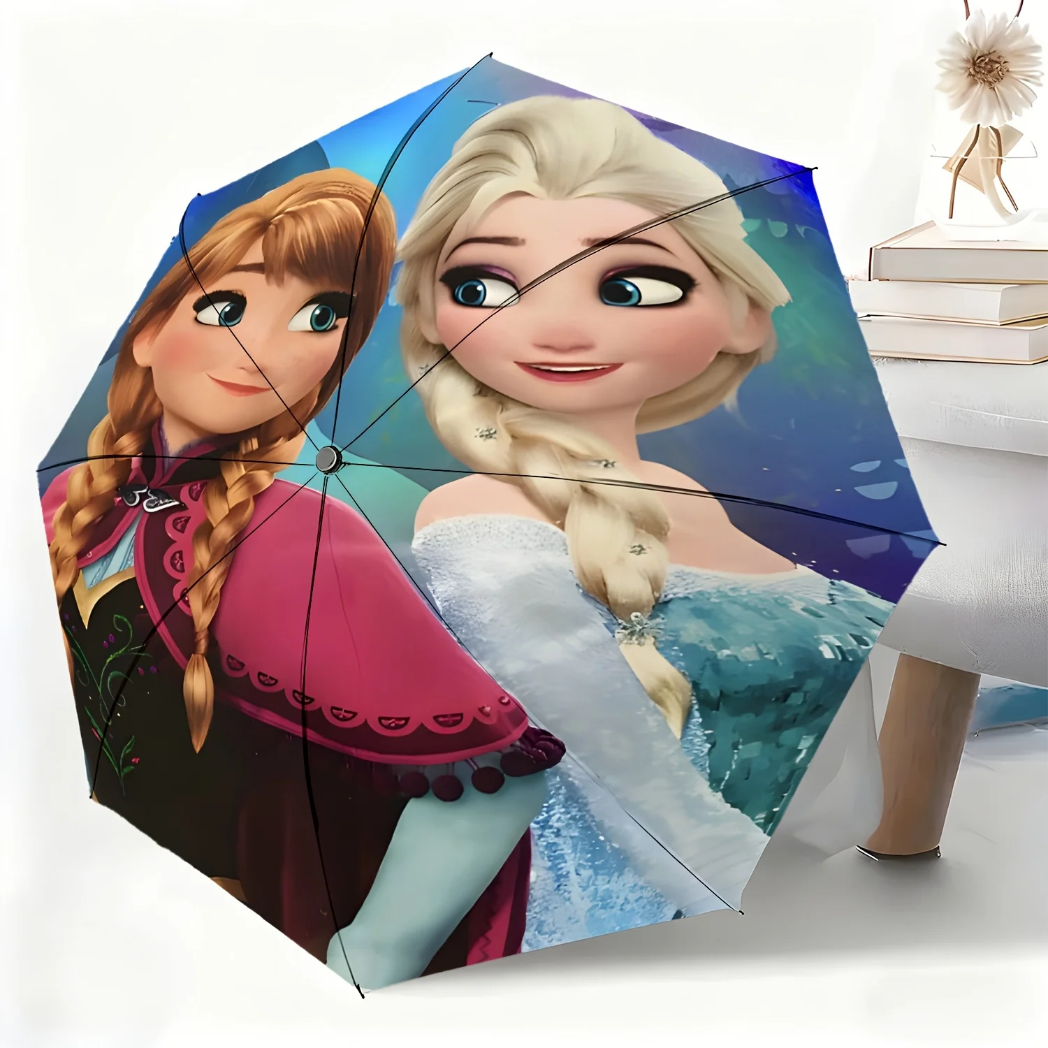 

A Fully Automatic Umbrella Featuring Elsa And Anna from Frozen, Suitable for All Occasions As a Sun And Rain Umbrella, Portabl