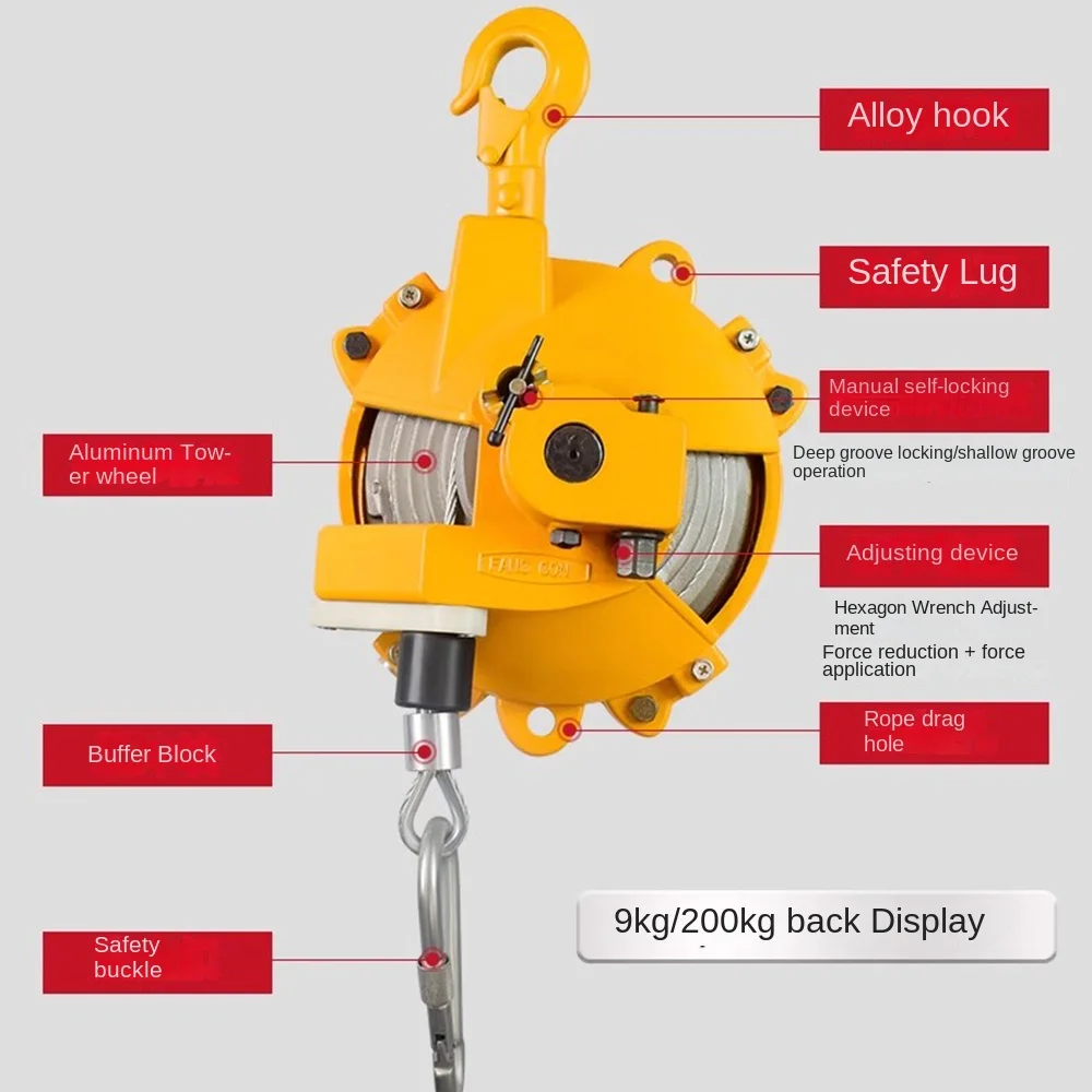 40-80KG Spring Balancer Tool Holder with Hook and Wire Rope Balancer with Steel Wire Rope Hanging Equipment