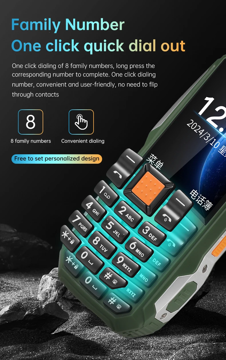 Mini Feature Phone Dual SIM Dual Standby Big Button Long Battery Dual Flashlight Portable Basic Mobile Phone Seniors Backup