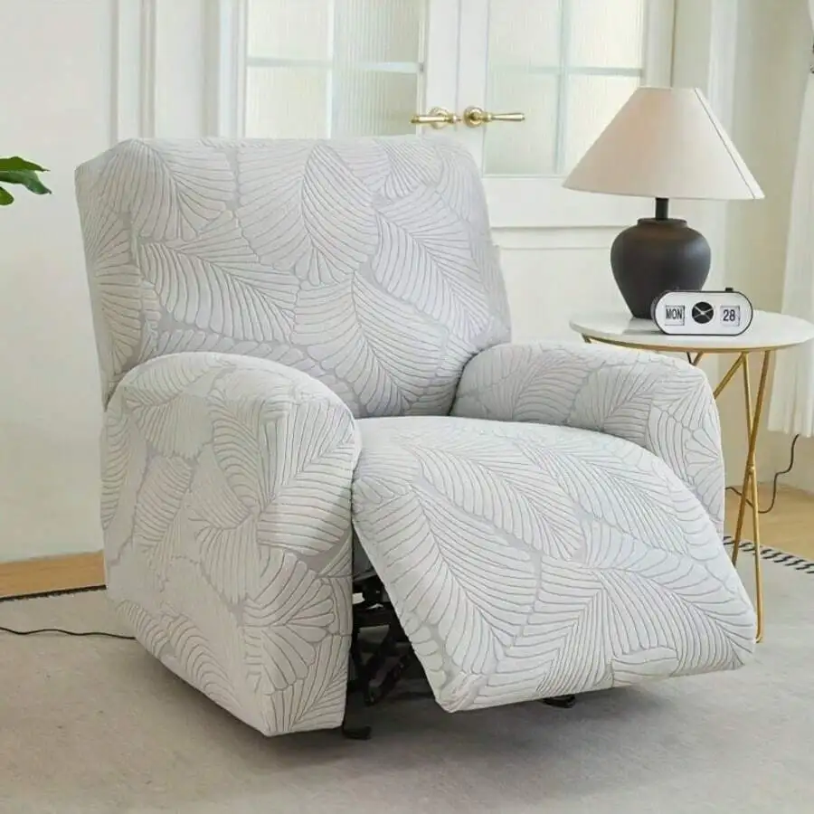 Premium 4-Piece Recliner Slipcover, High Stretch Jacquard Chair Cover, Water-Resistant & Pet-Friendly Furniture Protector, view 4